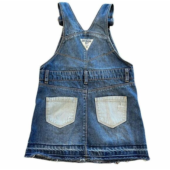 OshKosh B’Gosh Girl Overalls Denim Skirt Distressed 4T‎ Adorable Raw Hem - Picture 2 of 3